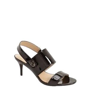 COACH Marla Turnlock Slingback Sandals - Black Patent Leather women’s size 8.5